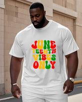Men's Plus Size Creative English June Festival Printed T-Shirt